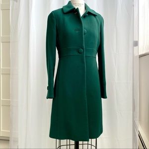 J Crew green wool coat, sz P2